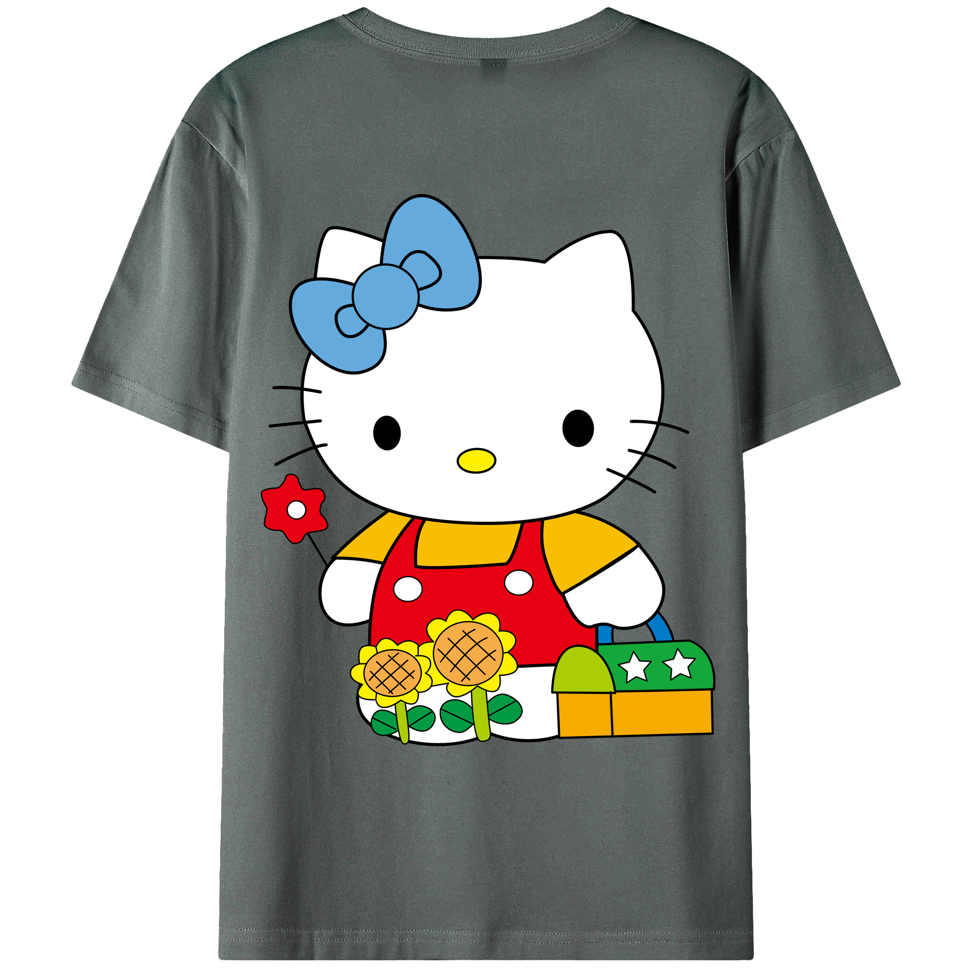 （画像用） Hello Kitty ハローキティ 綿100％ メンズ半袖Tシャツ（バックプリント） 通気性